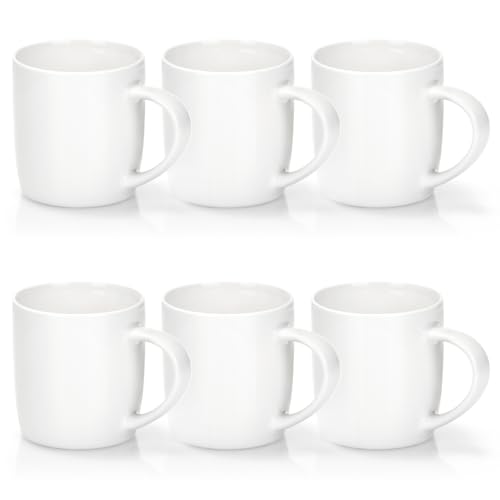 com-four® 6x Kaffeebecher aus Porzellan - Kaffee-Tasse im modernem Design - Basic Kaffeepott White für Kalt- und Heißgetränke - 330 ml
