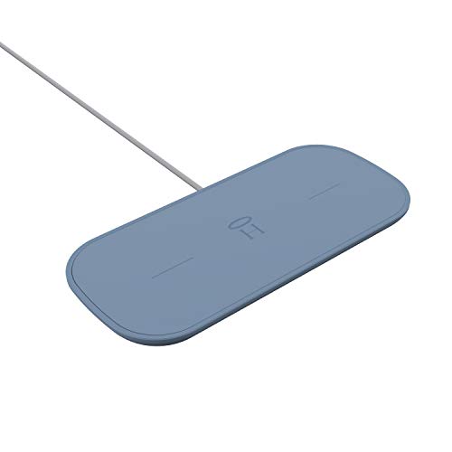 Tapis de chargement sans fil double HALO Qi pour iPhone 12 Pro Max, 11 et Samsung Bleu Moody