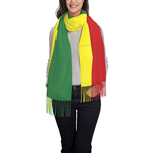 Ethiopian Flag Poncho Winter Large Scarf Shawl Bandana Neck Wrap For Women