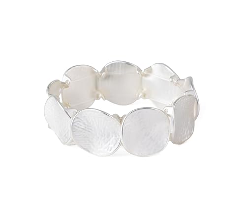 Hammered Metal Bracelet For women, Circular Mosaic Design,Gold And Silver Stretch Bangles Bracelet,Fashion Statement Jewelry for Women