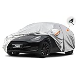 Kayme 6 Layers Car Cover Custom Fit for Tesla Model Y, Waterproof All Weather for Automobiles, Outdoor Full Car Cover Sun Rain UV Snow Protection.Silver