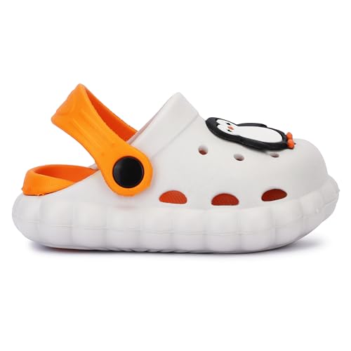 GLJ Little AngelToddler Clogs Slippers, 12 Months to 3 Years, Baby Boy, Waterproof, Lightweight, Cute Cartoon Penguin Design