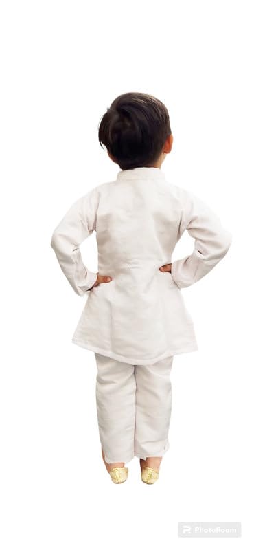 Image of Aglare Gujarati Kedia Dhoti Dress For Boys,kedia,Kurta set for boys small and adult,STITCHED White