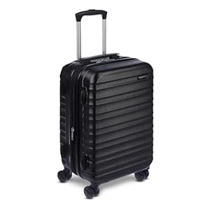 Amazon Basics – Maleta rígida, equipaje de mano, ampliable, con ruedas, Negro –