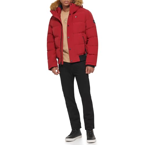 Image of Tommy Hilfiger Men's Arctic Cloth Quilted Snorkel Bomber Jacket (Standard and Big & Tall)