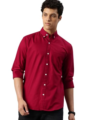 Image of Majestic Man Men's Solid Pure Cotton Casual Shirt - Slim Fit | Full Sleeves | Soft & Breathable Fabric