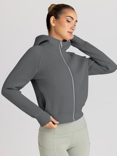 Image of Trendy Queen Womens Zip Up Hoodies Cropped Jackets Fall Clothes 2026