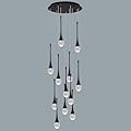 Upfelw Modern Crystal Staircase Chandelier Black 12-Lights, H120'' Large High Ceiling Spiral Dimmable LED Raindrop Foyer Entryway Light Fixture Remote Control