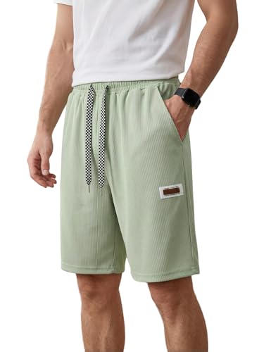 Image of Venzina Shorts Pant for Men Half Pant for Man Ribbed Knit Cooling 4 Way Stretch Fabric with Elastic Waist Drawstring for Jogging Gym Workout Commute