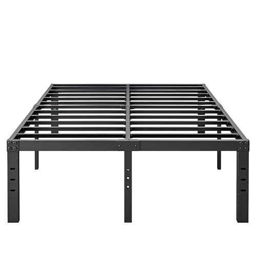 Neslime 18 Inch High King Bed Frame No Box Spring Needed, Heavy Duty King Platform Bed Frame for Heavy People, Easy Assembly, Noise Free, Black
