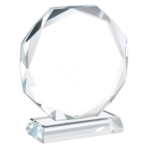 Blank Crystal Trophy Award, Clear Glass Octagon Award Trophy Desktop Decor