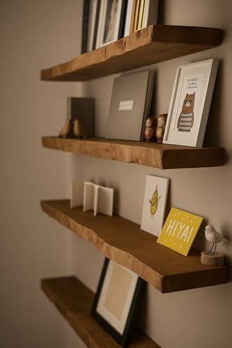 Prateleira Rústica em Madeira Maciça com Borda Irregular – Estilo...