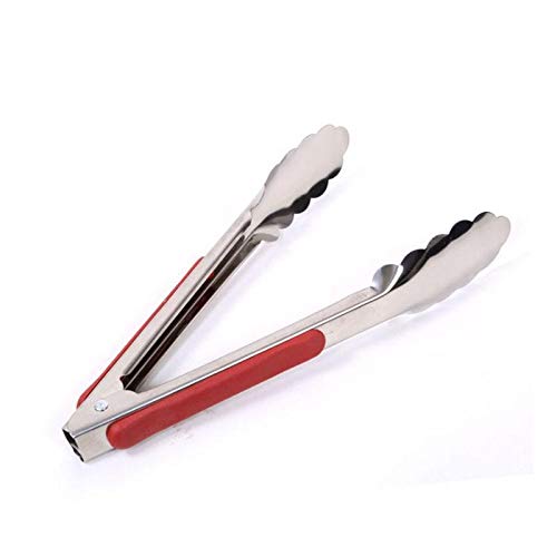 Aourrmmer Brush 2 Piece 22 Cm Bbq Tongs Silicone Cover Handle Kitchen Tongs Lock Design Barbecue Clip Clamp Stainless Steel Food Tongs Barbecue (Color : 2pcs)