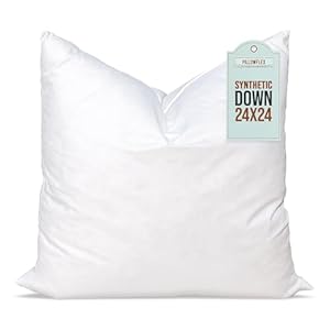 Pillowflex Synthetic Down Pillow Insert – 24×24 Down Alternative Pillow, Ultra Soft Body Pillow, Large Standard Body Bed Sleeping Pillow – 1 Decorative Pillow Form