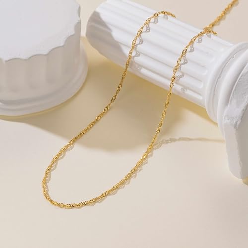 Gold Necklaces 14K Gold Chain for Mens Necklace Singapore Chain with Delicate Twist Dainty Thin Necklace for Women3