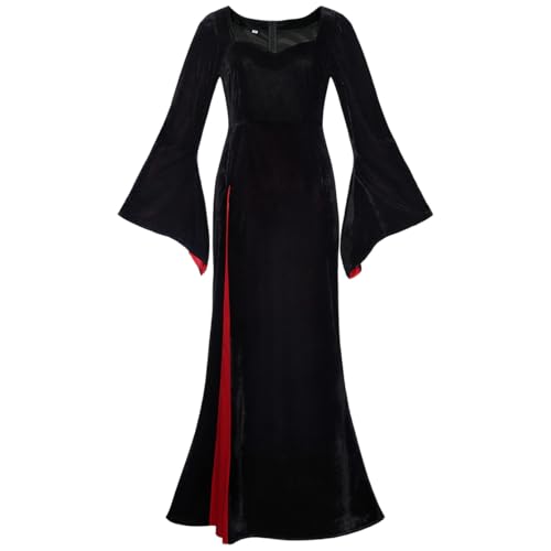 Robe noire Morticia Addams pour femme et déguisement de cosplay Halloween gothique
