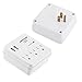 BESTTEN Mini USB Wall Outlet Extender, Slim Low Profile Multiple Plug Splitter, 2 USB Charging Ports and 3 AC Outlets, 450 Joule Surge Protector, ETL Certified, White