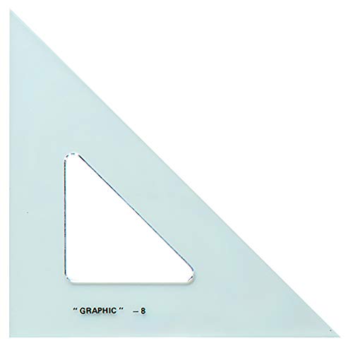 ALVIN - 8 inches Transparent Academic Acrylic Triangle Ruler 45/90 Degrees, Multipurpose Tool for Drafting, Design, and Architecture, Great for Machining and Woodworking