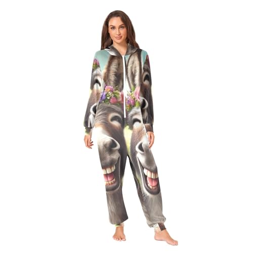 Combinaison de Noël pour adulte contre le froid hivernal avec motif ânes