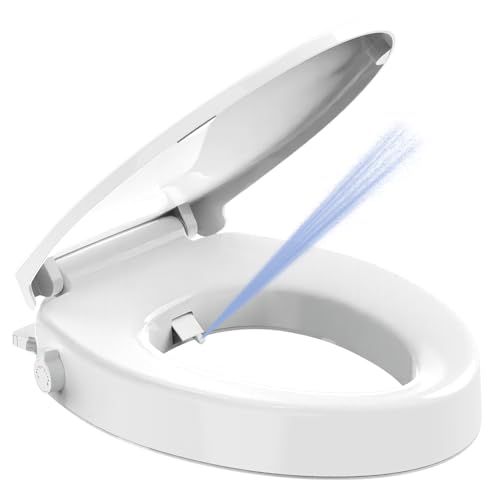 Raised Elongated Bidet Toilet Seat 18.5" with Soft Close Lid