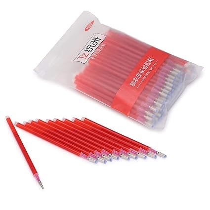 Gemsy 50pcs Heat Erasable Fabric Refills Patchwork Marking Sew Pens High Temperature Disappearing Ink Fabric Markers for Embroidery Cross Stitch Hand Craft- Red Color 3