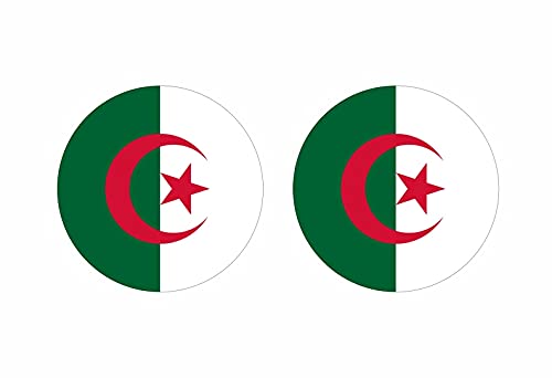 Akachafactory 2X Autocollant Sticker Rond cocarde Drapeau Algerie algerien