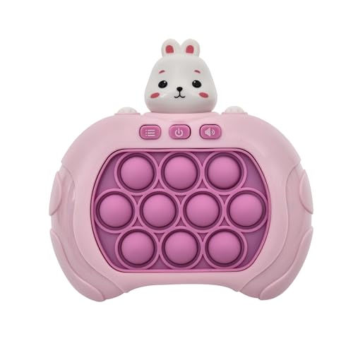 Fkstyle【遊びながら脳トレ!ストレス解消】プッシュポップゲーム 電動 知育 スクイーズ玩具 可愛い動物デザイン 光る 音が出る 4種類モード 減圧グッズ 10/13ボタン レベル挑戦 子供 大人向け 誕生日 クリスマス プレゼント (くま/ユニコーン