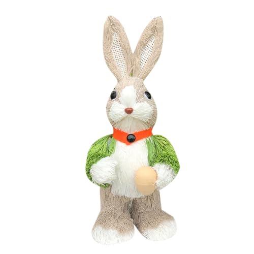 DEKKRYNFV Adorno de paja de Pascua con figura de animal para decoración de interiores y exteriores