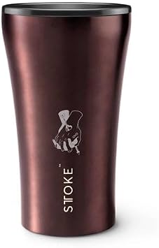 Sttoke Leakproof Ceramic Reusable Coffee Cup 12 oz, Rust Brown