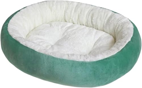 冬ラウンドベルベット肥厚ペット小屋 深い睡眠大型犬小型犬猫用暖かいマット ふわふわ可洗ペットベッド おしゃれ防寒犬パッド 圧縮梱包 (L,グリーン)