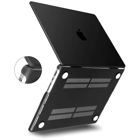 UESWILL Case Compatible with MacBook Pro 14 inch (2024 2023 2022 2021 Release) M4 M3 M2 M1 Pro Max Chip, Smooth Matte Hard Shell Protective Case Cover, Black Cover