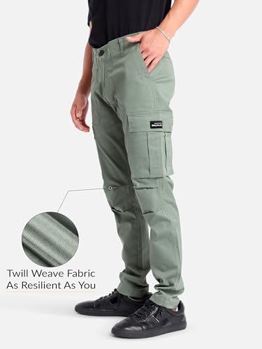 Image of Beyoung Cotton Lycra 6 Pocket Regular Fit Cargo Pants for Men | Cargo Trousers for Men