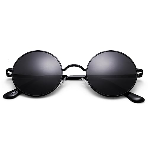 Small Round Polarized Sunglasses for Men Women Circle Retro Shades Metal Hippie Sunglasses4