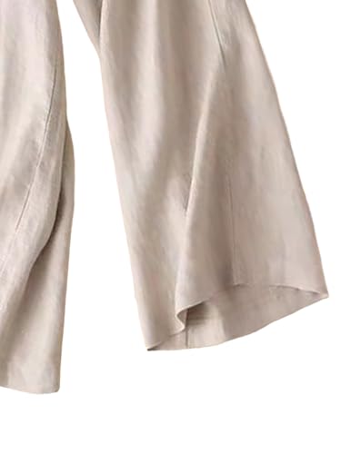 Women's Linen Cotton Pants -Point Wide-Leg Pants Summer Thin Fabric Mature and with Pockets4