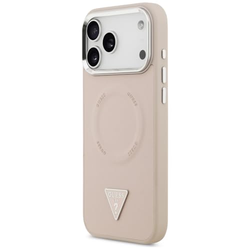 Coque iPhone 17 Pro Max Guess compatible MagSafe rose avec logo triangle - 2