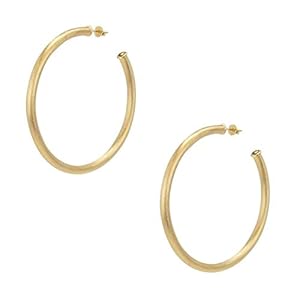 Everybody’s Favorite Large 2.5 Inch Tubular Lightweight Hoop Earrings in Brush Champagne. 18k Gold and 18k Rose Gold Metal Plated