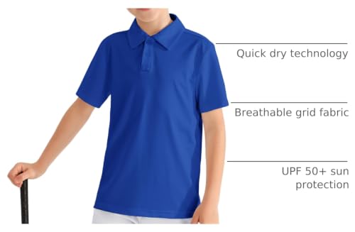 Image of MIVEI Kids' Performance School Uniform Polo Shirt Breathable UPF50+ | Youth Boys Girls Short Sleeve Golf Collared Shirts Grid Dry Fit Wrinkle Free Stretch Lightweight Cool Athletic Button Dress