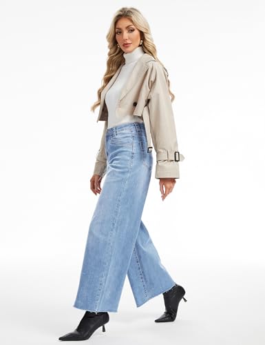 YUCOLEN Women's Wide Leg Jeans Baggy High Waist Stretchy Jeans Loose Straight Leg Vintage Y2K Denim Pants4