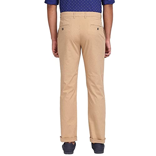 Image of Colorplus Men's Cotton Blend Checks Pattern Contemporary Fit Flat Front Casual Trouser