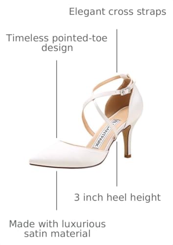 Image of ELEGANTPARK Pointed Toe Heels for Women Satin Strappy Wedding Dress Shoes | Adjustable Buckle, 3 inch Stable Heel, Closed Toe Pumps for Bride, Wedding Guest, Bridesmaid, Evening, Cocktail Party, Formal