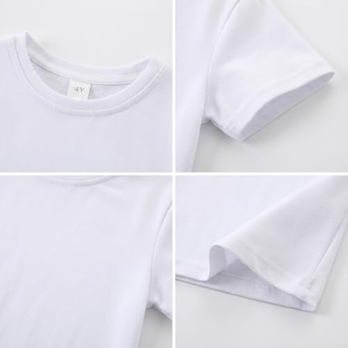 Image of Kids T Shirt Short Sleeve Crewneck Tee for Toddler Boys and Girls Cotton Basic Summer Top 2-6 Years