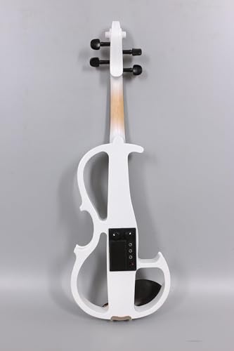 Image of Vetimobato Electric Violin 4 /4 Full Size Solid Wood Silent Violin Set for Adults Beginner Practice Electric Fiddle with Ebony Fittings Hard Case & Bow(4 String White)