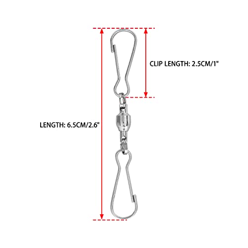 Coufce Spinning Dual Clip Swivels, Wind Spinner Hangers, Stainless Steel Spiral Tails Twisters For Spinning Windsock, Garden Bell, Bird Feeders, Party Supply(5Pcs) #TOP2