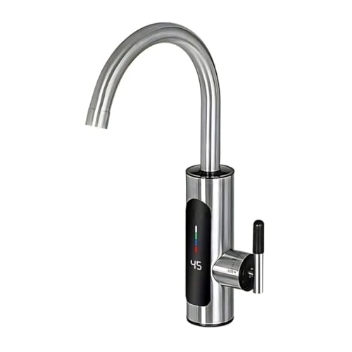 Torneira Elétrica Cozinha Visor Temperatura Regulagem Giratória Aço Inox(220V)