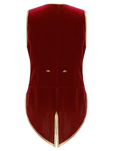 Boys Medieval Velvet Tailcoat Halloween Kids Steampunk Victorian Vintage V-Neck Tuxedo Vest2