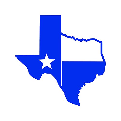 Image of TX Flag Shaped Like Texas [Pick Color] Vinyl Transfer Sticker for Laptop /Car /Truck /Window /Bumper (3 inch x 3 inch, Blue)