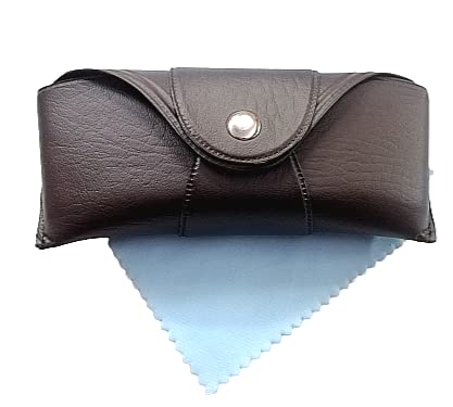 Proniks Unisex leather Protective Case Pouch Box for Eyewear Spectacles and Reading and Computer Glass cases For Men and Women (Pack of 1) for Men and Women Brown Color