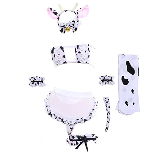 Lencería sexy de vaca para cosplay, traje de sirvienta, traje de bikini de anime, juego de roles kawaii, conjunto de brasier Lolita, ropa interior japonesa, Criada de vaca, talla única