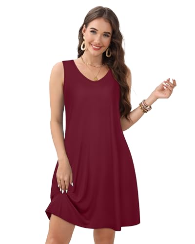Image of CHICGAL Womens Summer Dresses Casual Sleeveless Loose T Shirt V Neck Sundress Swing Beach Cover Up with Pockets 2026