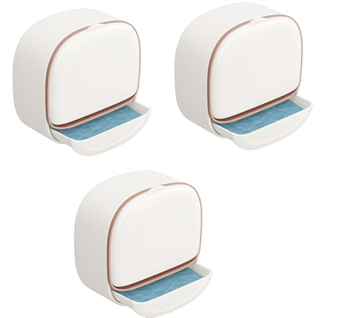 Image of ELMVIA Wall Mounted Soap Dish Holder with Drain Tray | Self-Adhesive Bathroom Soap Stand | Quick Dry Hygienic Soap Holder for Bathroom, Kitchen & Wash Basin ((White - 3 PCS))